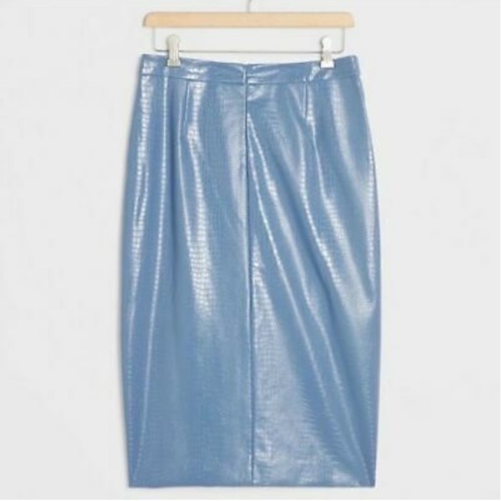 NWT (Anthropologie) Maxine Faux Leather Blue Pencil Skirt